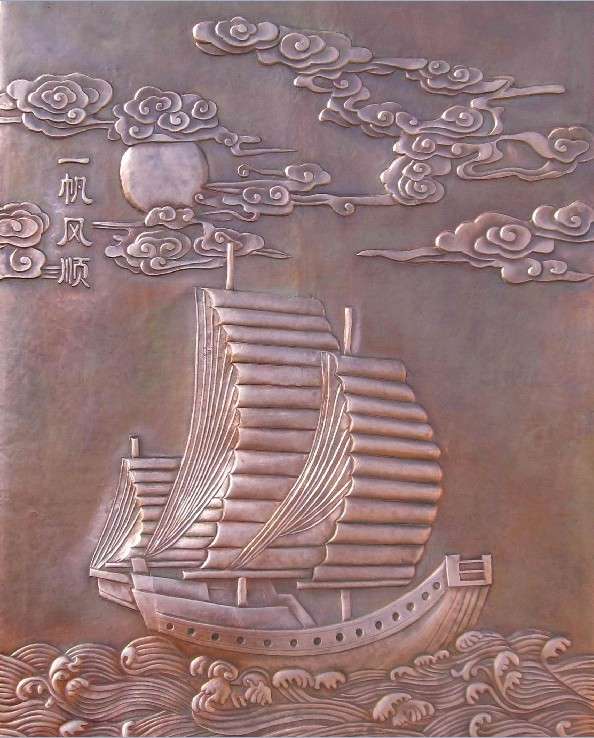 铜浮雕壁画一帆风顺